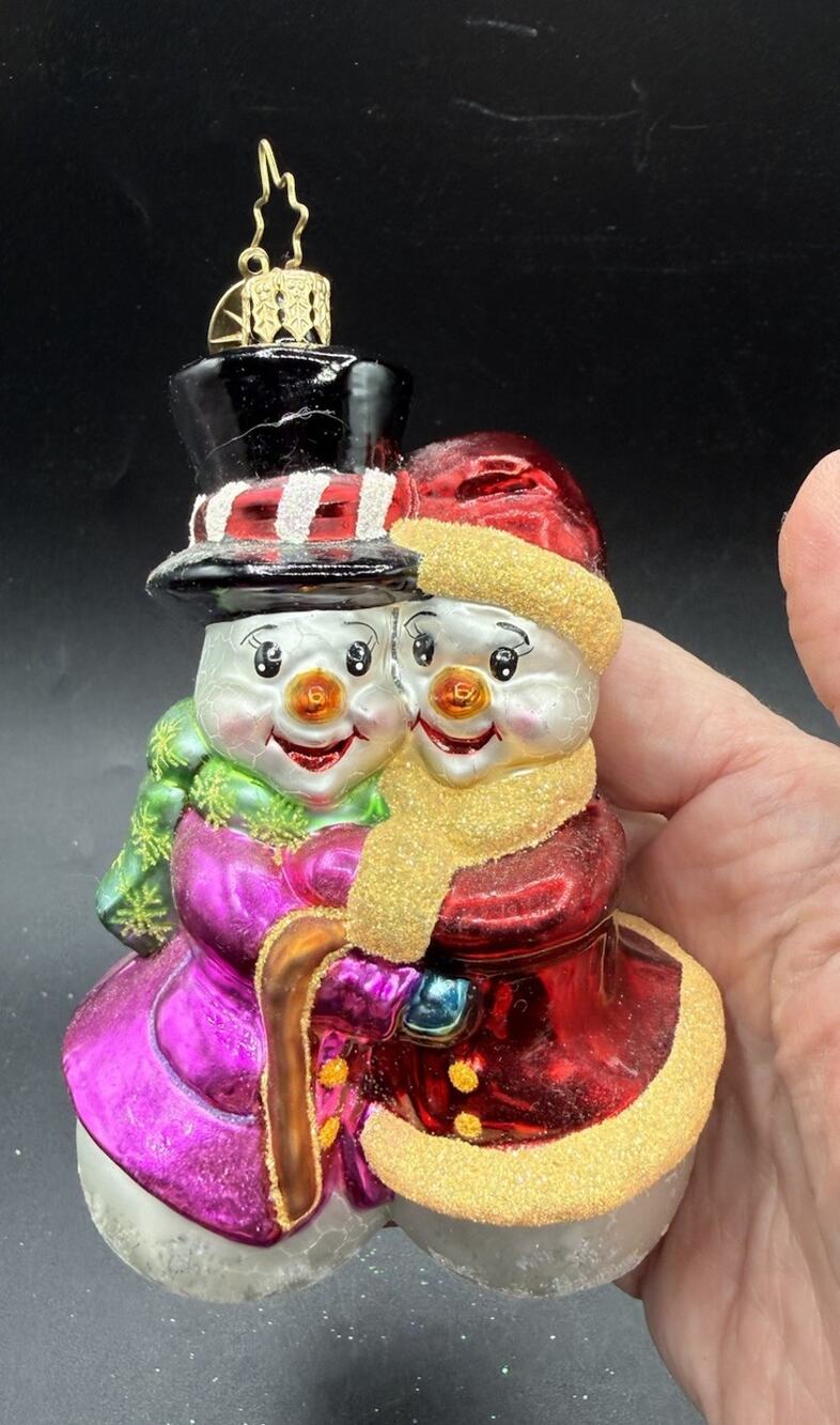 Christopher Radko Glass Christmas Ornament Snow In Love Snow people W/ Box